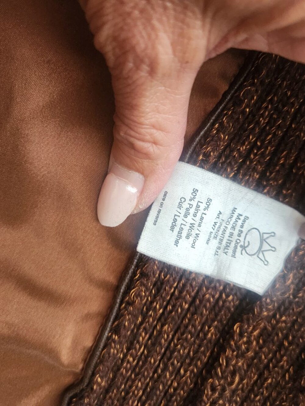 Save The Queen Knit Hooded Cardigan Sweater Brown Wool Blend S EUC - Picture 8 of 13